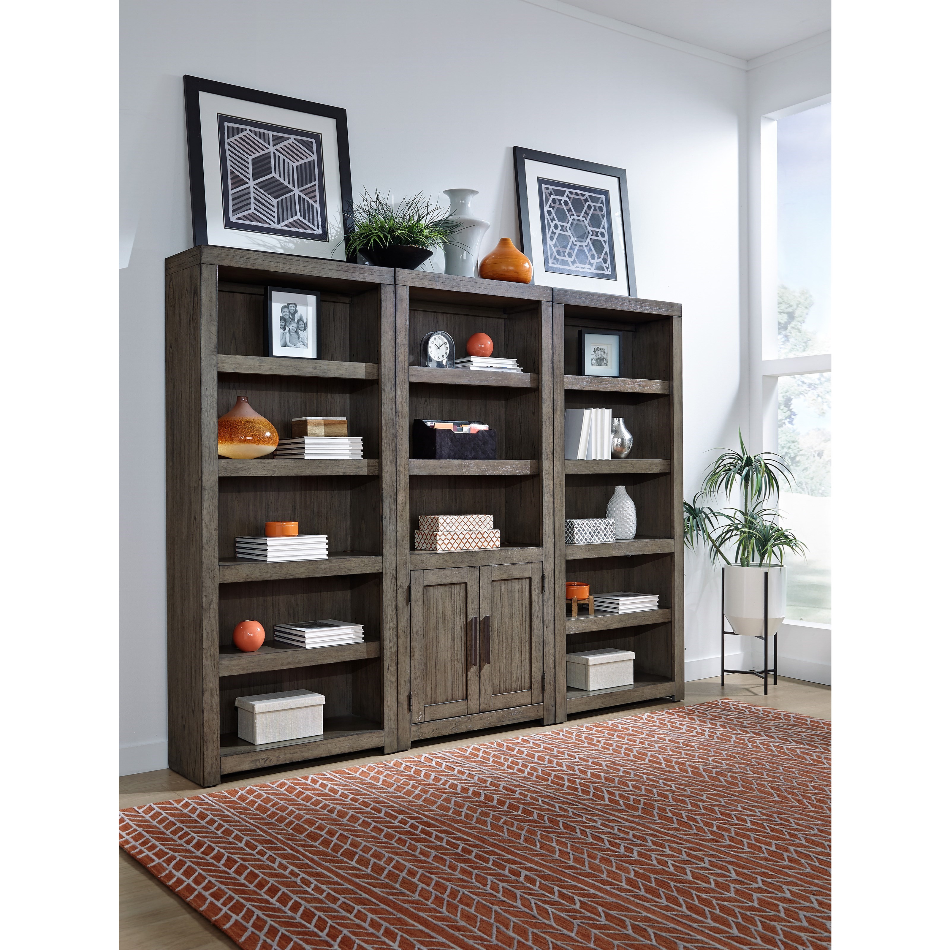 Aspenhome Modern Loft IML333GRY Contemporary Open Bookcase with 5
